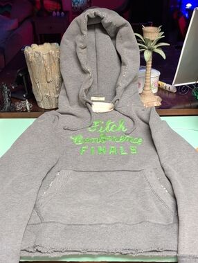 Abercrombie & Fitch Gray Hoodie with Neon Green Embroidery